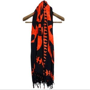 🔥HAND MADE IN INDONESIA 🇮🇩 FIRE / TRIBAL PATTERN BLACK / HOT ORANGE SARONG 🔥